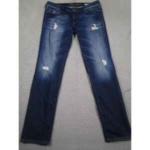 Mavi‎ Jeans Womens 34 Blue Slim Boyfriend Distressed Denim Cotton Blend